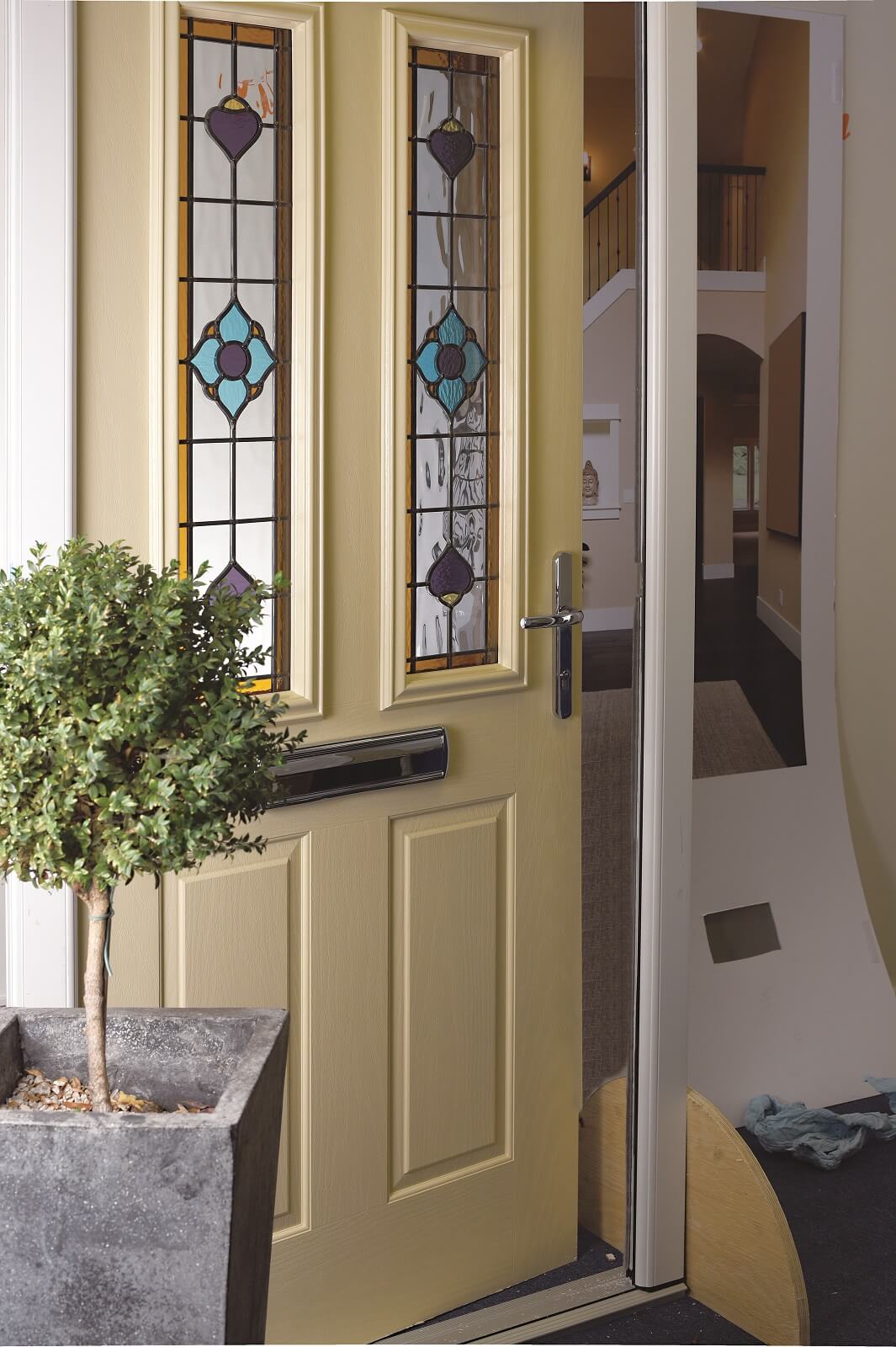 Traditional front door in a cream finish